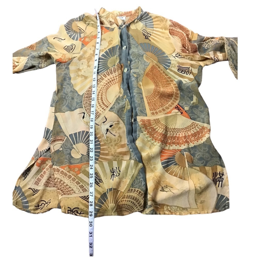 Citron Santa Monica Silk Asian Design Boho Blouse/Jacket - Picture 6 of 10